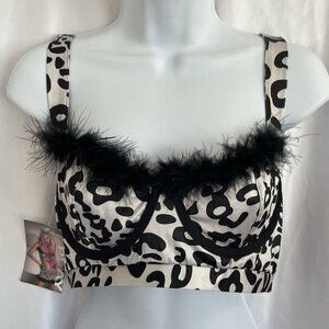 New Fantasy Lingerie Leopard Animal Bralette Bra Top S/M Sexy Mob Wife Gyaru
